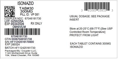 Label (81665 108 10 Isoniazid 300mg 67046 1617 30)